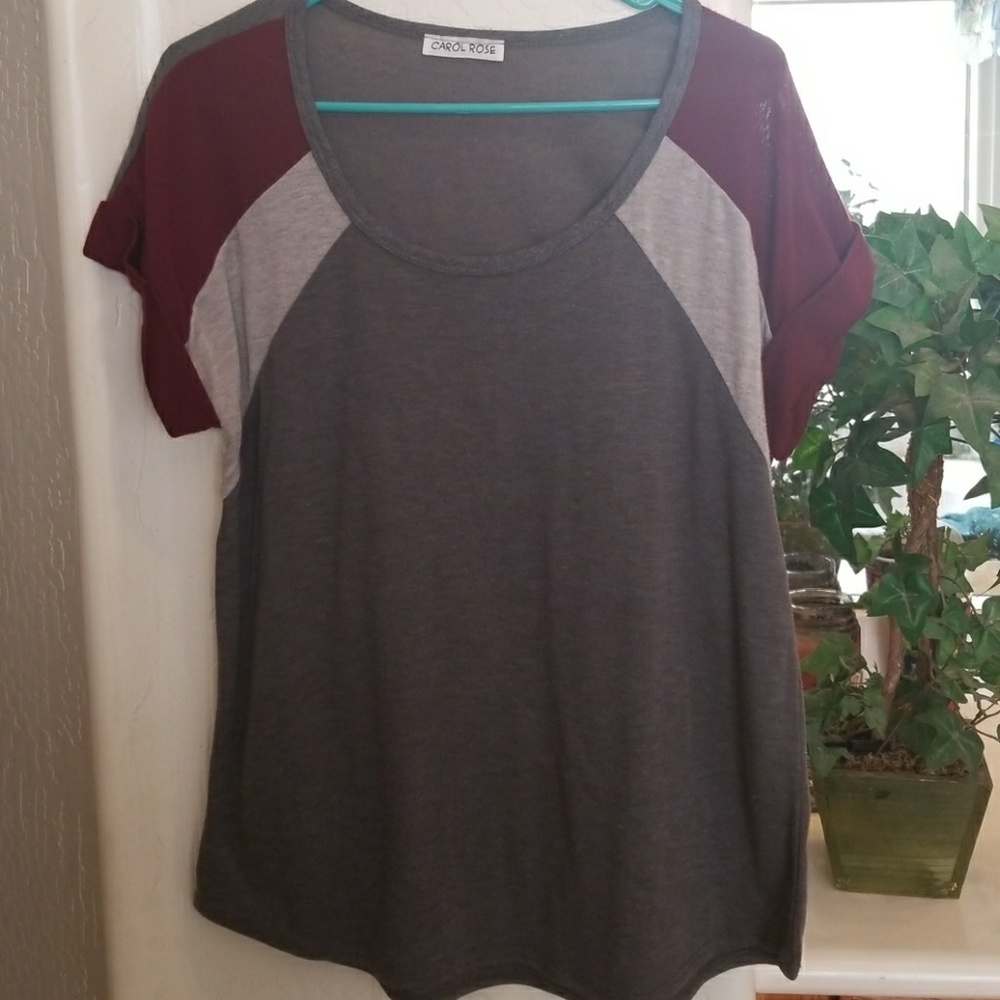 Sporty Women's XL t-shirt burgundy and gray